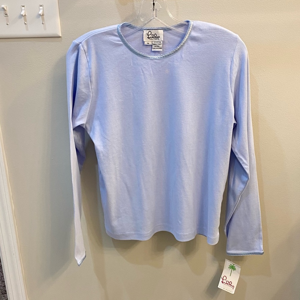 New Girls Lilly Pulitzer Periwinkle L/S Crew Neck Sweet Tee 14 Vintage